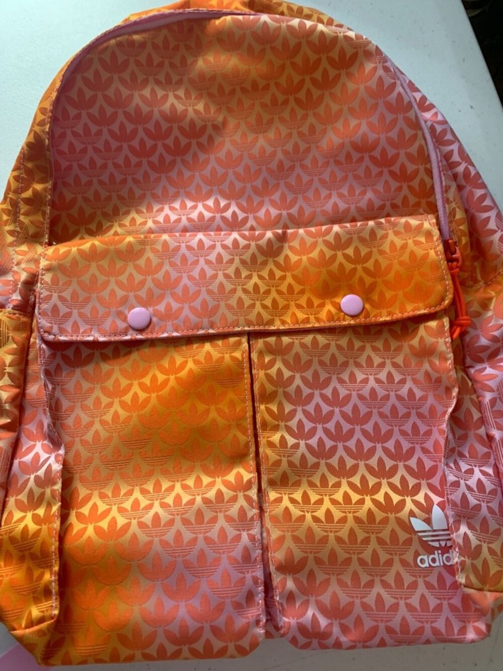 Adidas Pink & Orange Printed Backpack